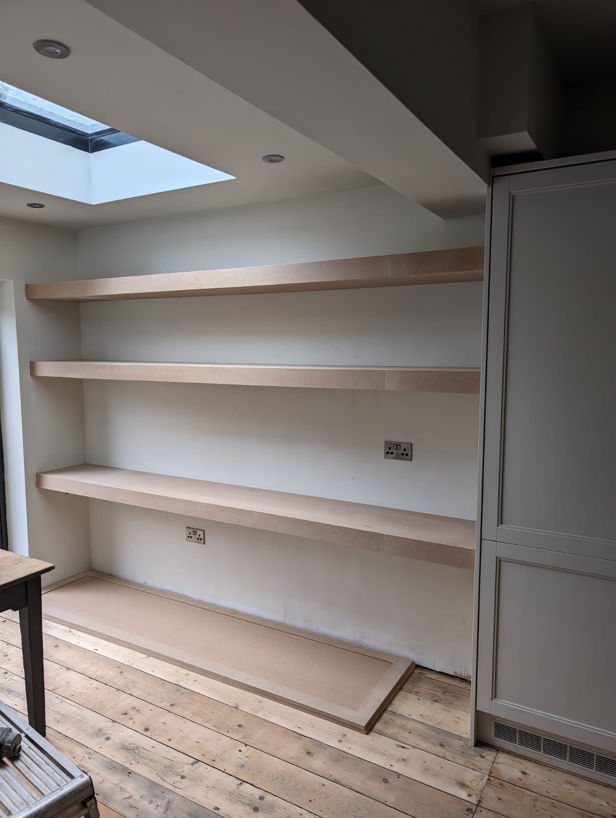 Study fit-out — Fitted shelving and desk run, Bristol